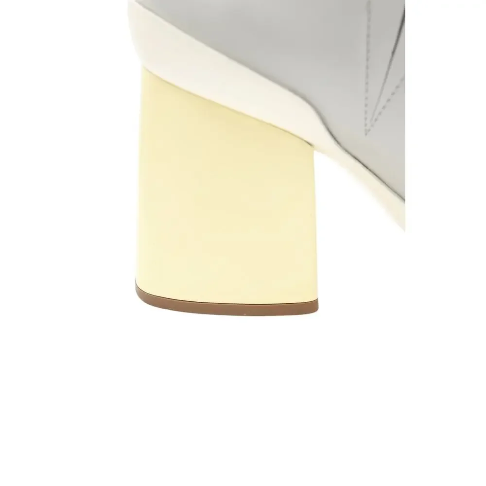 Marni Spring 2017 Color-Block Grey Leather Pointed Pump, Yellow Block Heel